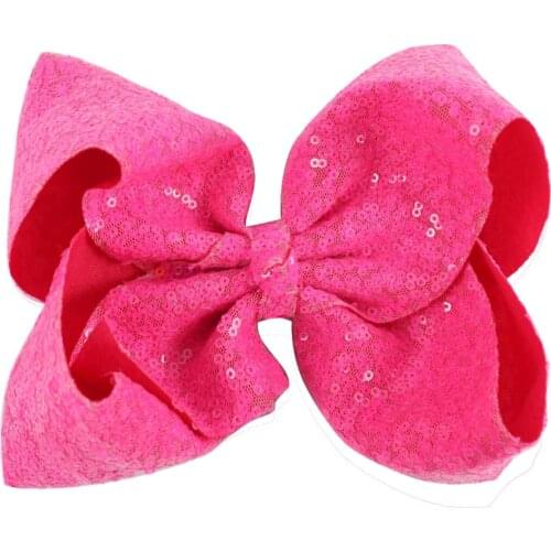 8"Large Sequin Ribbon Hair Bow For Girls Handmade Alligator Hair Clips Barrette Bowknot Children Kids Hair Accessories