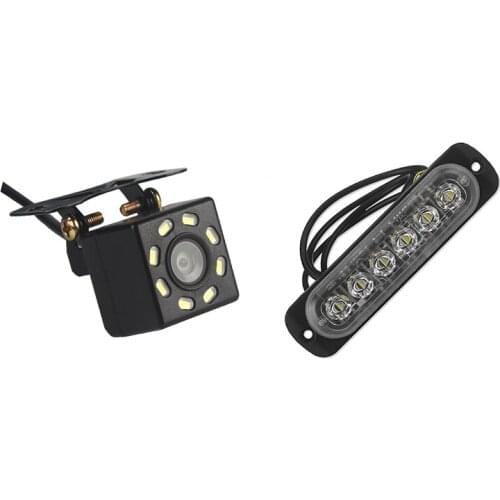 Car Rear View Camera Universal Backup Parking Camera 8 LED Night & 12V-24V 6LED Light Flash Emergency Car Vehicle