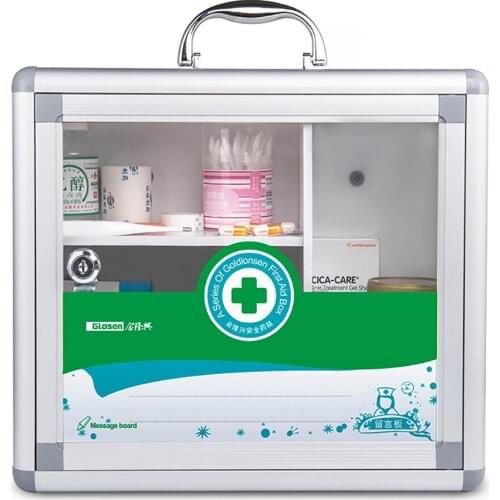 B013 Metal First Aid Medicine Cabinet with Glass Door and Lock 350x140x420mm Aluminum alloy medicine box for factory enterprise