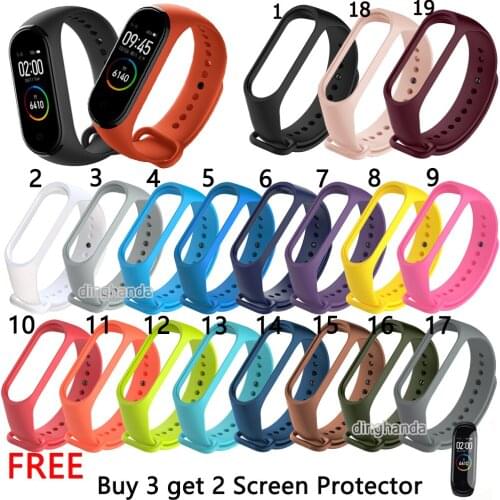 Colorful Silicone Watch strap For Xiaomi Mi Band 4 Bracelet for Miband 4 Miband 3 Replacement Wristband for mi band 4 Strap
