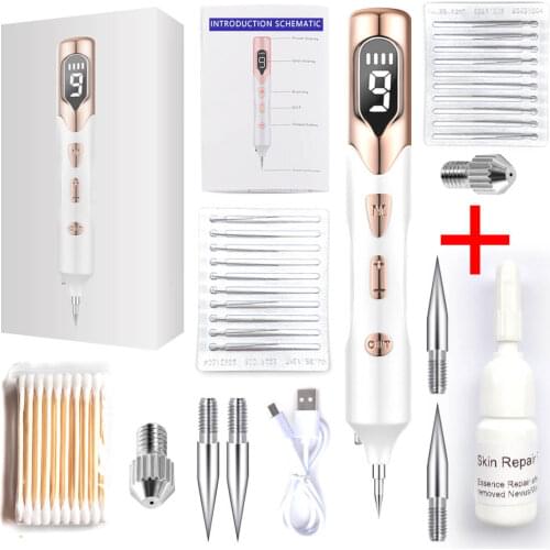 Electric Plasma Mole Removal Pen Laser Set Wart Remover Skin Pore Care Corn Freckle Dark Tag Nevus Pimple Spot Tattoo Cleaner