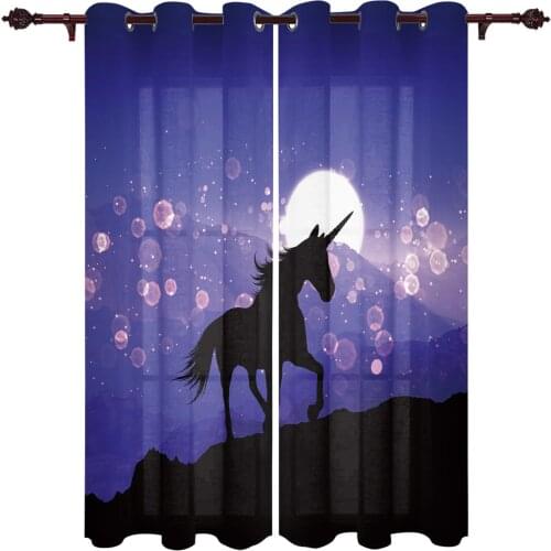 Moon Purple Cartoon Fantasy Window Curtains Kitchen Bedroom Drapes Home Decor Luxury Curtains for Living Room