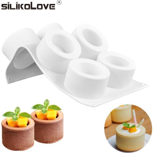 6 Holes Pudding Mold 3D Silicone Molds for Art Cake Mousse Dessert Round Cupcake Mould DIY Homemade Baking Tools