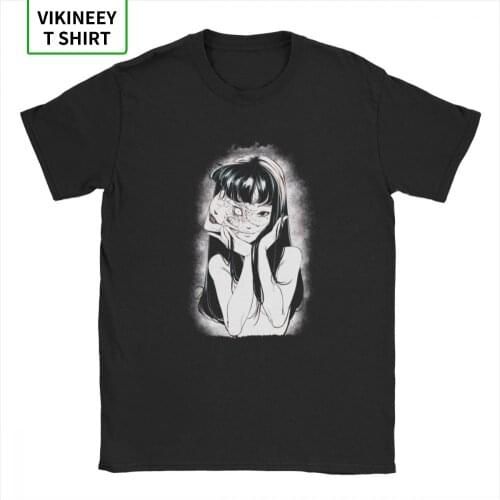 Junji Ito T Shirt Men 100% Cotton T-Shirts Crewneck Tomie Japanese Kago Manga Horror Tomie Harajuku Tees Short Sleeve Clothing