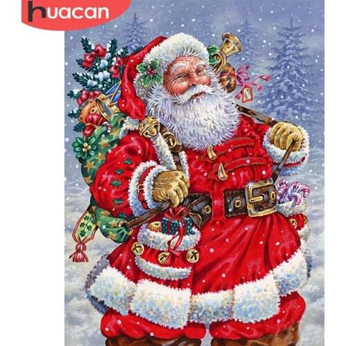 HUACAN Full Square/Round Diamond Painting Santa Claus 5D DIY Diamond Embroidery Christmas Needlework Wall Art