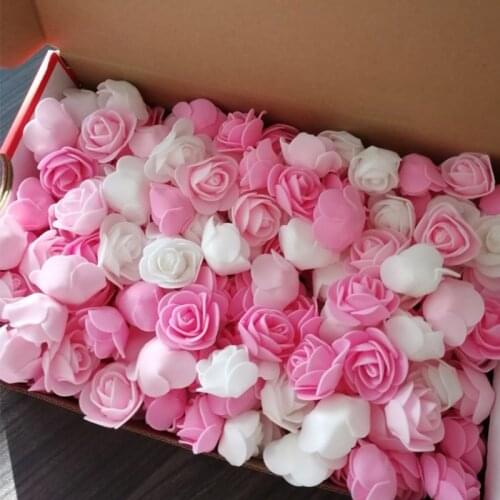100pcs 3cm Foam Mini Roses Artificial Flowers for Wedding Decoration Party Diy Handmade Teddy Bear Crafts Home Garden Supplies