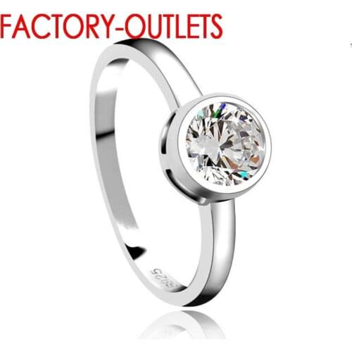 925 Sterling Silver Ring Fashion Jewelry Round Cubic Zirconia Bezel Setting Women Girls Engagement Anniversary Wholesale
