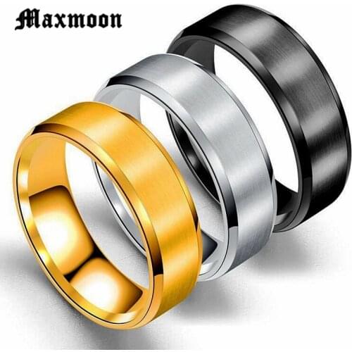 Maxmoon Metal Stainless Steel Wide Rings Sports Male Simple Men Silver Color Jewelry Ring glod Summer Wholesale Business Boy