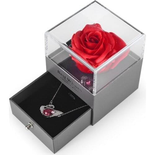 Romantic Surprise Eternal Flower Jewelry Box, Necklace Pendant Box, earring box Drawer Gift Box Display Storage Holder