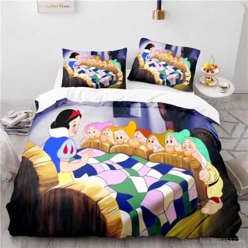 Beautiful Snow White and The Seven Dwarfs 3D Bedding Set Disney Princess Duvet Cover Set Comforter Cover Pillowcase Home Textile