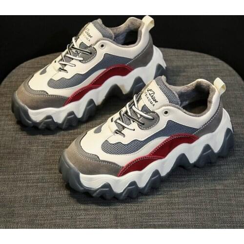 Women shoes net red dad shoes female 2020 winter warm thick bottom increased sneakers vulcanized shoes plus velvet casual shoes