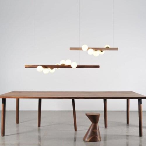 Nordic style chandelier imitation wood aluminum glass dining room simple dining room lamps creative personality chandelier light