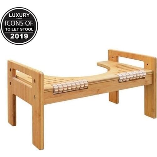 Mighty Luxurious Adjustable Height Foot Massage Squatty Potty Natural Bamboo Toilet Stool For Your Bathroom Stunning Design
