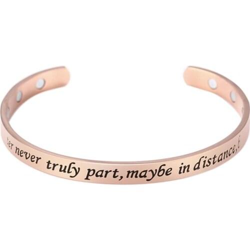 2020 New Engraved Letter Mother and Daughter Never Truly Part in Heart Bracelet Stainless Steel Magnetic Inspirational Bangle
