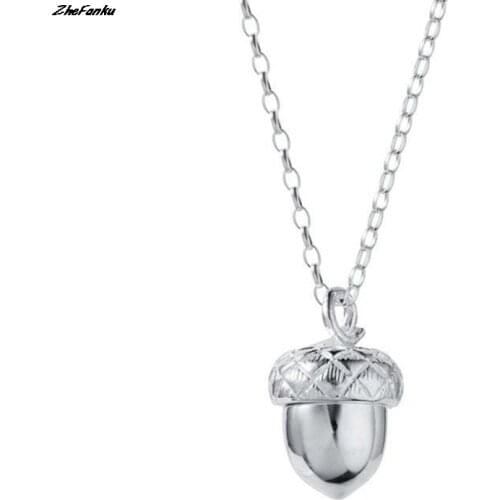 New Geometric round Cute Pinecone Tiny Acorn Necklace Food fruit Pine Cone Necklace Small Squirrel Nut Necklaces for Lucky Gifts