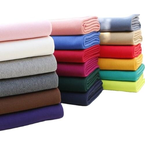 Width 70'' Solid Color Thickened Comfortable Warm Pure Cotton Terry Fabric By The Half Yard For Outerwear Sports Pants Material