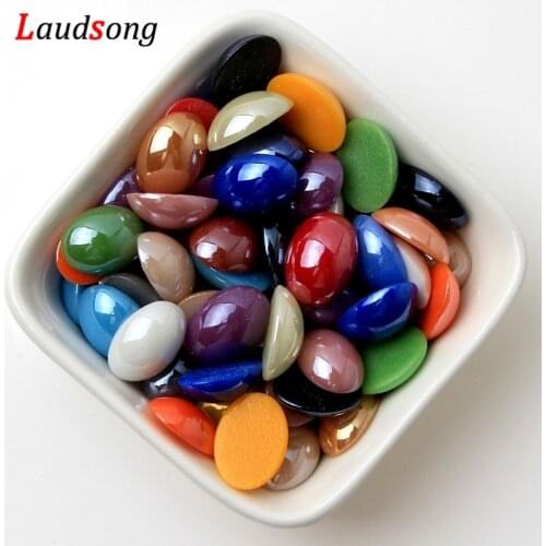 Oval Shape Natural Stone Beads Domes Half Flat Back Cabochon Beads For Jewelry Making Diy Findings