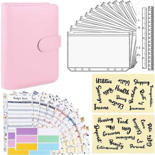 A6 PU Notebook Binder And 12 Envelopes System Budget Planning Organizer Binder Budget Money Cash Envelope
