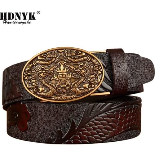 New Desgner Dragon Pattern Cow Leather Belts for Men Top Quality The Most Fashionable Men Belt Genuine Leather Automatic Buckle