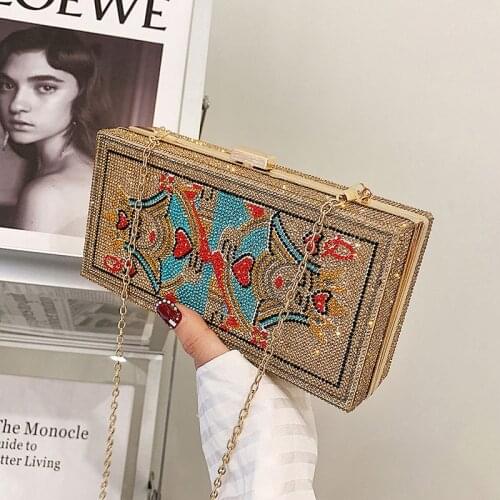 Luxury Diamond Evening Bags Party Purse crystal Dollar small Clutch Bags womens Designer chain shoulder bags Handbags FTB329