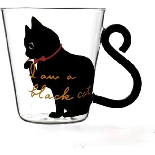 Glass Japanese Glass Cat Cup Personalized Milk Cup 250ml Heat Resistant Microwave Use Small Gift Cartoon Glass Drinkware