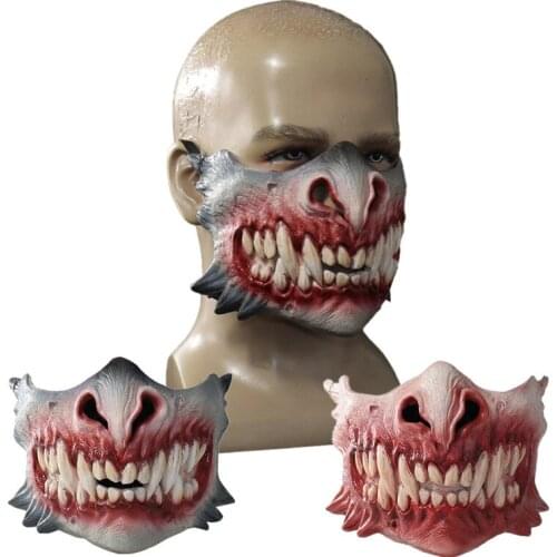 Horror Mask Halloween Decoration Creepy Teeth Half Face Halloween Scary Cosplay Props Product Zombie Variation Party Accessories