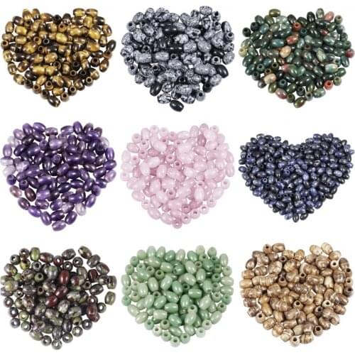TUMBEELLUWA 1Lot(20Pc) Oval Shape Crystal Gem stone Large Hole (4.5-5mm) Charm European Loose Beads for Bracelet,Jewelry Making