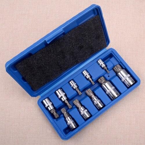 Universal 10Pcs/Set Car Chrome Spline Bit Socket XZN 12 Point MM Triple Square Tamper Proof 4mm-18mm Tool Kit Accessories