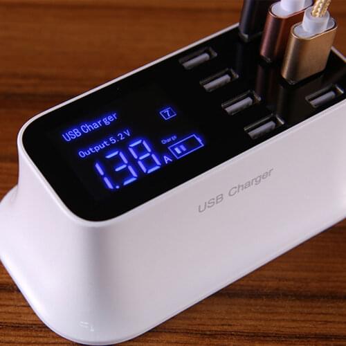 40W 8 Ports USB Charger LED Display Quick Charge Station Desktop Mobile Phone Charger for iPhone Samsung Xiaomi EU/US/UK/AU Plug