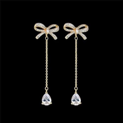 Butterfly Mystery Bow Earrings For Women 2021 Trend European American Copper Set 3A Zircon S925 Silver Needle Eardrop Jewelry