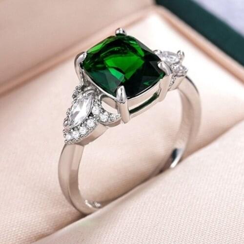 CAOSHI Gorgeous Green Zirconia Crystal Finger Ring for Women Wedding Anniversary Party Gift Vintage Jewelry Accessories Hot Sale