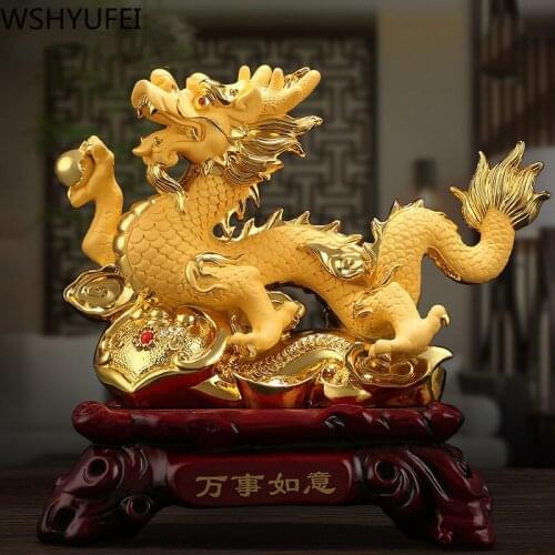 1pc Chinese Fengshui Zodiac Dragon Resin Statue Home Living Room Desk Ornaments Housewarming Shop Decor Crafts Birthday Present