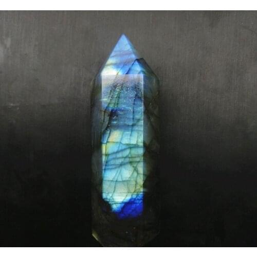 1PC Natural Crystal Labradorite Crystal Point Mineral Ornament Healing Wand Home Decor Gift Decoration