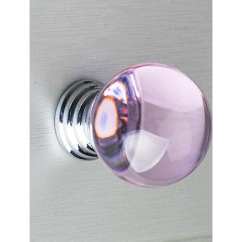 10PCS/LOT K9 Crystal Kitchen Cabient Door Knob Pink Crystal(D: 30MM)