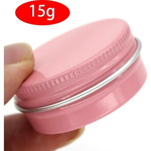 100pcs 15g Aluminum Metal Pink Jars Professional Cosmetic Refillable Container Cream Jar Pot Bottle Makeup Cases Storage Box