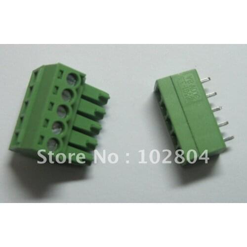 20 pcs 5pin/way Pitch 3.5mm Screw Terminal Block Connector Green Color T Type with pin