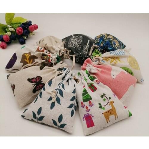 200pcs Pattern Style Jewelry Bags Pouch Drawstring Jute Bag Sack Cotton Bag Little Bags For Jewelry Display Storage Diy Gift Bag