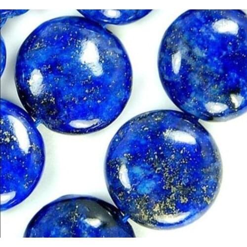 2015 new jewelry Charming high quality Beautiful 12mm Indigo Lapis Lazuli Coin Beads 15" Wholesale and retail