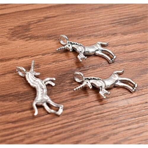 35*25*4mm 6pcs Antique Silver Plated Unicorn Charms Pendant For DIY Necklace Bracelet Jewelry Accessories
