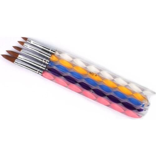 5 Pcs Five Size Professional Nail Art Pen Brush For Acrylic Liquid UV Gel Nail Acrylic Powder