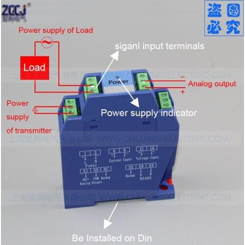 AC 1A AC 5A input 4-20mA 0-5V 0-10V DC true RMS AC current transducer / transmitter analog output ampere meter with RS485