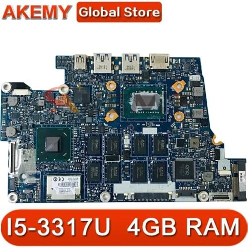 Akemy Laptop motherboard For ACER Aspire S5-391 I5-3317U Mainboard LA-8481P SLJ8E With 4GB RAM