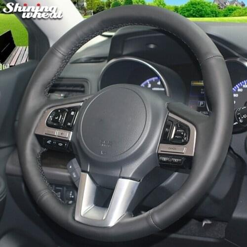 BANNIS Black Genuine Leather Car Steering Wheel Cover for Subaru Legacy 2016 Outback 2015 2016 XV 2016 Forester 2016