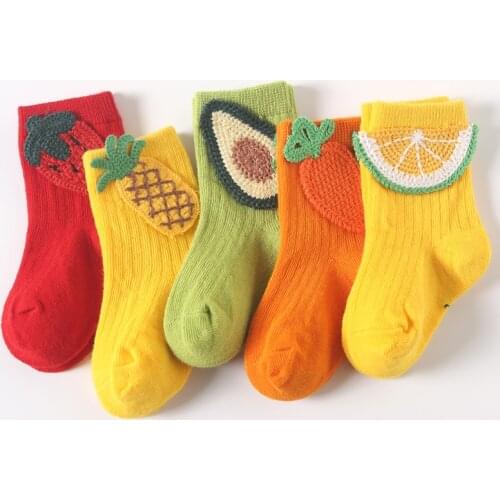 1 pair Baby Socks Boys Girls ins Cartoon Fruits Decorative Socks Cotton Kids Socks Soft Newborn Socks Clothes Accessories 0-3Y