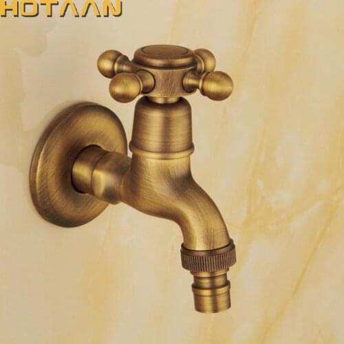 Long garden use Bibcock faucet tap crane Antique Brass Finish Bathroom Wall Mount Washing Machine Water Faucet Taps YT-5112-A