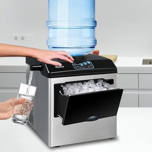 Home Ice Maker Commercial Milk Tea Shop Bar KTV Small 25kg Bullet Round Ice Bucket Water Block Making Machine Water Ice