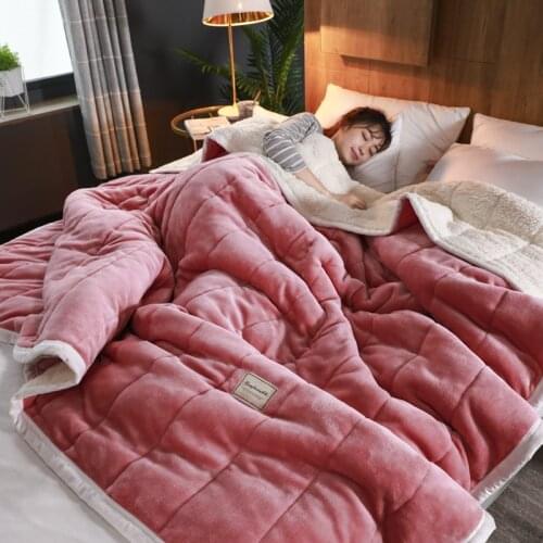 Fleece Blankets and Throws Adult Thick Warm Winter Blankets Home Super Soft Duvet Luxury Solid Blankets On Twin Bedding