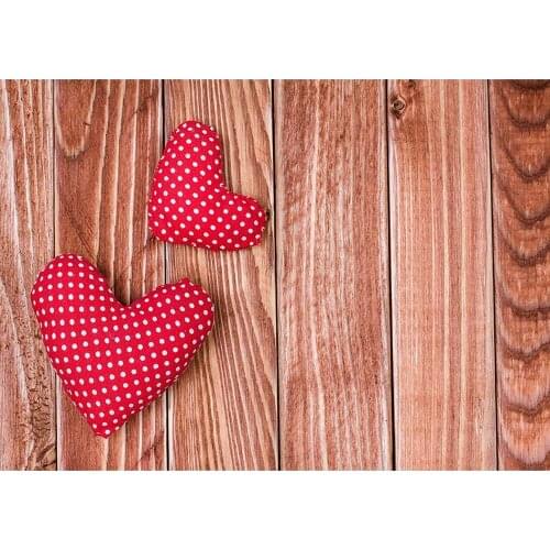 Red Cloth Heart Wooden Plank Photographic Background Custom Backdrop for Lovers Valentines Day Wedding Photophone Photo Studio