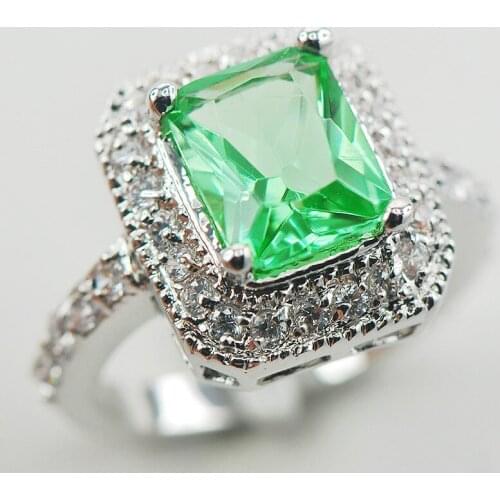 Peridot Fashion Women 925 Sterling Silver Ring F864 Size 6 7 8 9 10