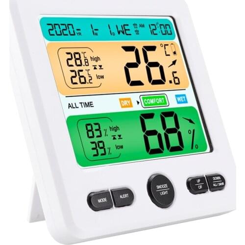 Indoor Digital Temperature Hygrometer Wall/Desktop Electronic Clock Thermometer Humidity Analysis Instruments LCD Display